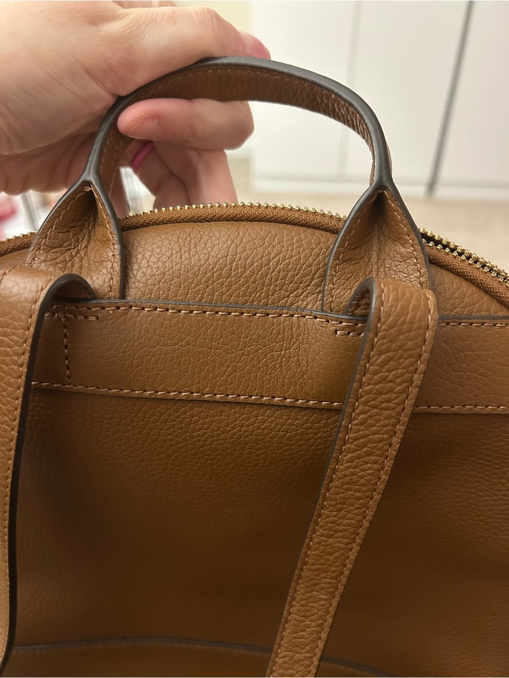 Tory Burch Caramel Pebbled Leather Mini Backpack - Picture 4 of 7